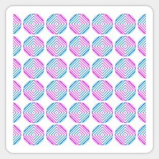 Pink and Blue Retro 80s Circle Check Pattern White Background High Res 300 DPI Sticker